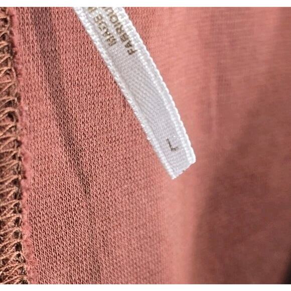 Free People Shirt Womens Large Red Brick Rust Long Ribbed Lace Up Tie Grommet - Picture 4 of 11